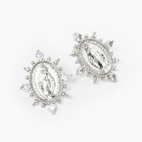 GOLD PLATED CZ VIRGIN MARY EARRINGS