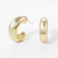 GOLD PLATED CHUNKY HOOP POST EARRINGS