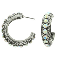 WESTERN JEWELED FILIGREE HOOP EARRINGS