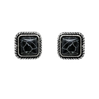 WESTERN NAVAJO TURQUOISE SQUARE EARRINGS