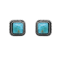 WESTERN NAVAJO TURQUOISE SQUARE EARRINGS