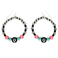 WESTERN TURQUOISE BEAD HOOP EARRINGS