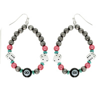 WESTERN TURQUOISE PEARL BEAD HOOP EARRINGS