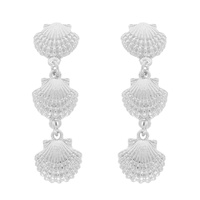 THREE-TIER SEASHELL POST DANGLE EARRINGS