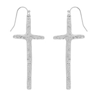 TEXTURED FINISH CROSS EARRINGS