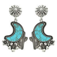 WESTERN FLORAL TURQUOISE MOON EARRINGS
