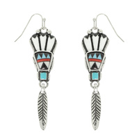 WESTERN FEATHER HEADDRESS DANGLE EARRINGS