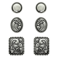 3-PACK WESTERN FLORAL SCROLLED ASSORTED EARRINGS
