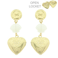 LOCKET HEART POST DANGLE EARRINGS