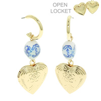 LOCKET HEART POST DANGLE EARRINGS