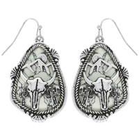 WESTERN OX SKULL DANGLE EARRINGS