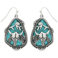 WESTERN OX SKULL DANGLE EARRINGS