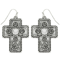 WESTERN SCROLLED FILGREE CROSS EARRINGS