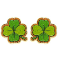 ST. PATRICK'S TOOLED LEATHER CLOVER EARRINGS