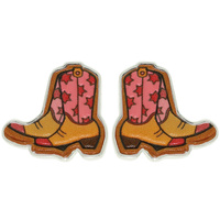 WESTERN LEATHER COWBOY BOOT EARRINGS