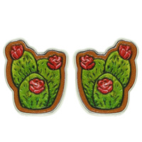 WESTERN LEATHER CACTUS POST EARRINGS
