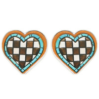 WESTERN THEMED CHECKERED FLAG PATTERNED EARRINGS