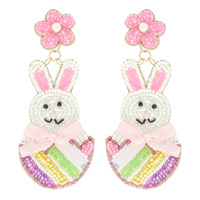 EASTER BUNNY & FLOWER DANGLE EARRINGS