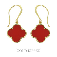 GOLD PLATED QUATREFOIL DANGLE EARRINGS
