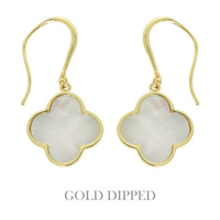 GOLD PLATED QUATREFOIL DANGLE EARRINGS