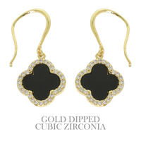 GOLD PLATED CZ PAVE QUATREFOIL EARRINGS