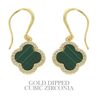 GOLD PLATED CZ PAVE QUATREFOIL EARRINGS