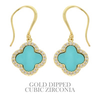 GOLD PLATED CZ PAVE QUATREFOIL EARRINGS