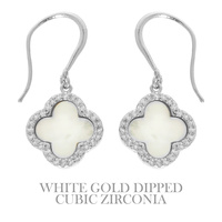 GOLD PLATED CZ PAVE QUATREFOIL EARRINGS