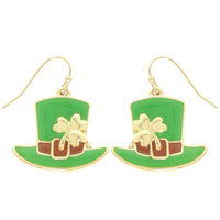 ST. PATRICK'S IRISH TOP HAT DANGLE EARRINGS