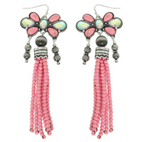 WESTERN FLORAL JEWELED CONCHO EARRINGS