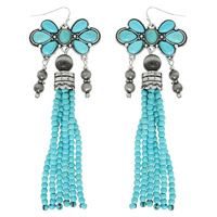 WESTERN FLORAL JEWELED CONCHO EARRINGS