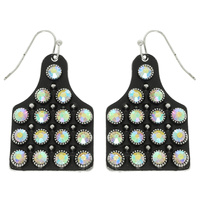 WESTERN JEWELED CATTLE TAG EARRINGS