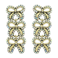 WESTERN JEWLED BOW CHARM LINEAR EARRINGS