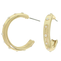 JEWELED CRESCENT SHAPE HOOP EARRINGS
