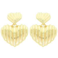DOUBLE RIDGED HEART POST EARRINGS