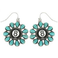 WESTERN BILLIARD 8 BALL EARRINGS