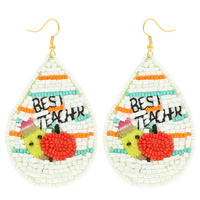 BEST TEACHER TEARDROP BEADED EARRINGS