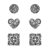 WESTERN FILIGREE ETCHED ASSORTED EARRING SET
