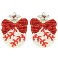 GAMEDAY RIBBONED BASEBALL POST EARRINGS