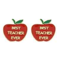 "BEST TEACHER EVER" APPLE EARRINGS