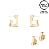 FLASH-PLATED OPEN SQUARE HOOP EARRINGS