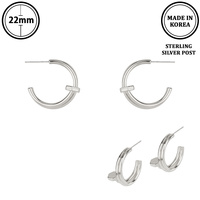 FLASH-PLATED LUGGED OPEN HOOP EARRINGS
