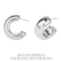 GOLD DIPPED CHUNKY HOOP POST EARRINGS