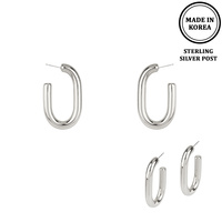 FLASH-PLATED OVAL HOOP EARRINGS