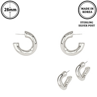 FLASH-PLATED TUBED C-HOOP EARRINGS