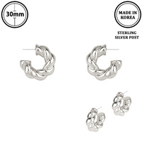 FLASH-PLATED TWISTED C-HOOP EARRINGS