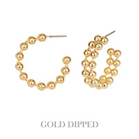 GOLD DIPPED BALL BEADED HOOP EARRINGS