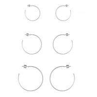 CYLINDER BACK 3 PAIR HOOP EARRING SET