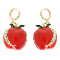 RED APPLE HOOP EARRINGS