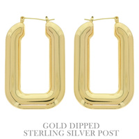 FLASH-PLATED ELLIPSE HOOP EARRINGS